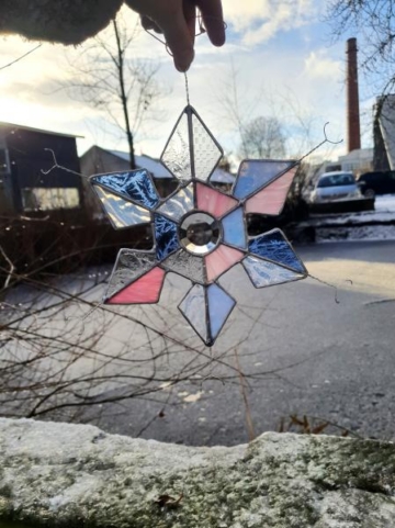 Vitraaž "Lumehelbeke", roosa