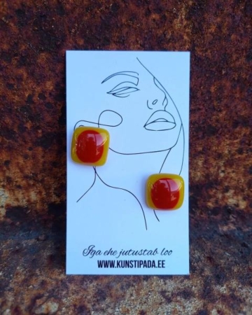 Kõrvarõngad kollane punase särtsuga