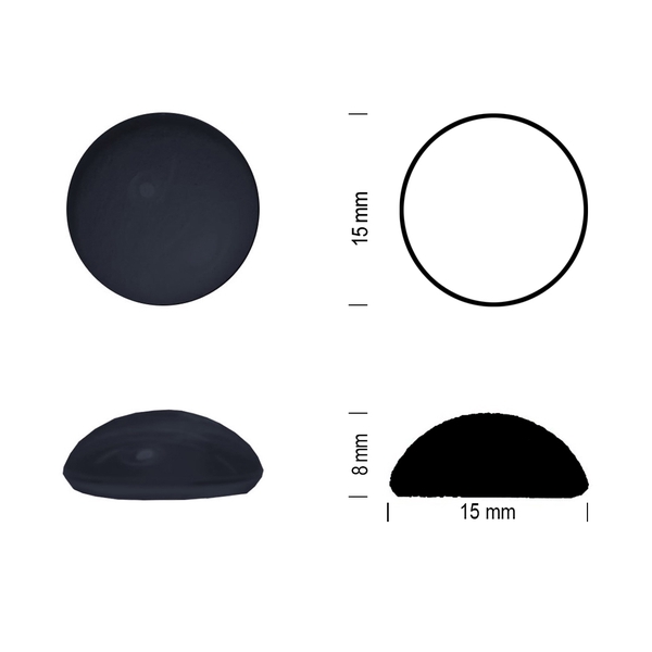 Klaasist juvee, 15mm, Must