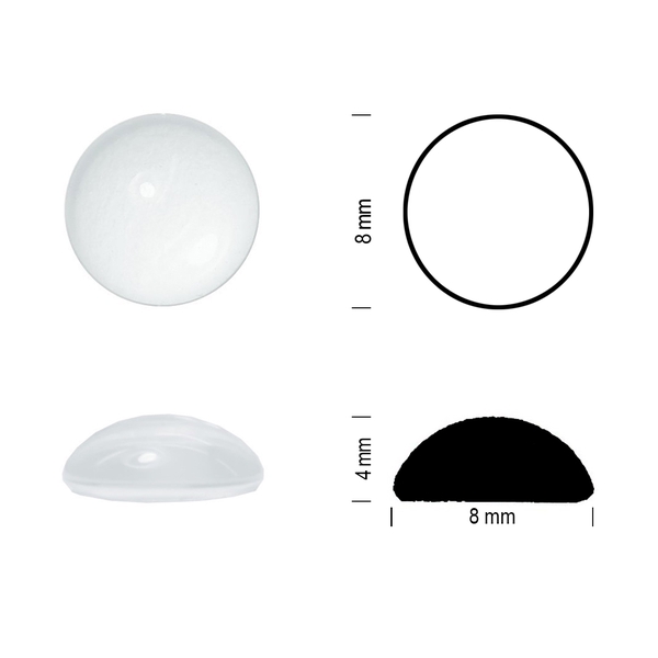 Klaasist juveel, 8mm, Valge Opaal