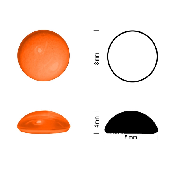 Klaasist juveel, 8mm, Oranž
