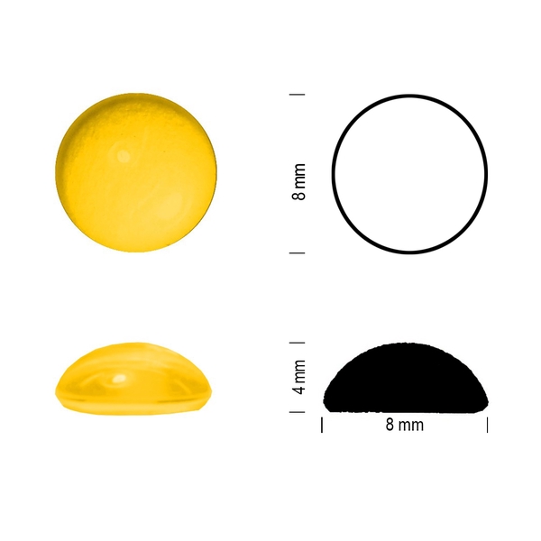 Klaasist juveel, 8mm, Kollane