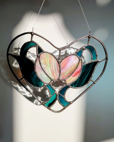 Vitraaž "Roosa tulbi paar"